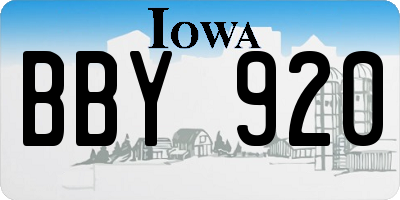 IA license plate BBY920