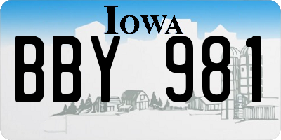 IA license plate BBY981