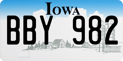 IA license plate BBY982