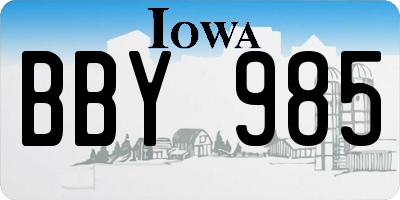 IA license plate BBY985
