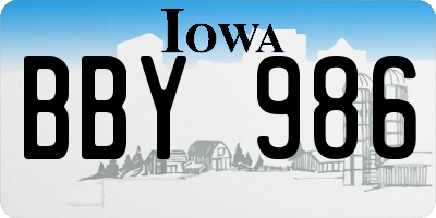 IA license plate BBY986