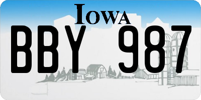IA license plate BBY987