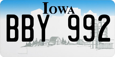 IA license plate BBY992