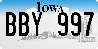 IA license plate BBY997