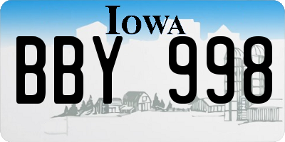 IA license plate BBY998