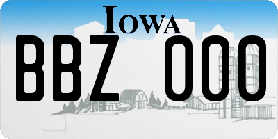 IA license plate BBZ000