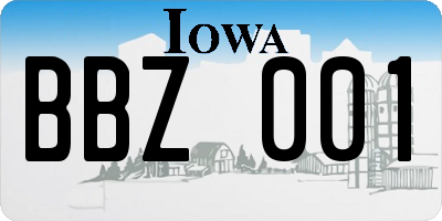 IA license plate BBZ001