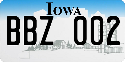 IA license plate BBZ002