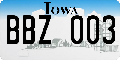 IA license plate BBZ003