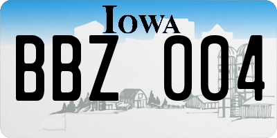 IA license plate BBZ004