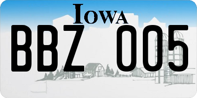IA license plate BBZ005