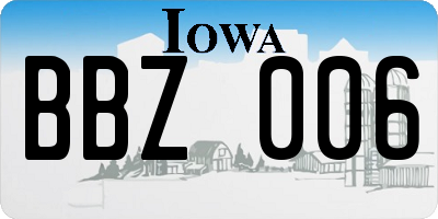 IA license plate BBZ006