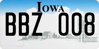 IA license plate BBZ008
