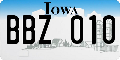 IA license plate BBZ010