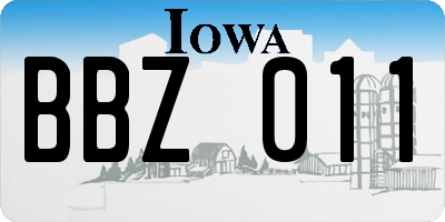 IA license plate BBZ011