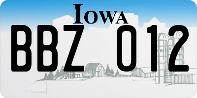 IA license plate BBZ012