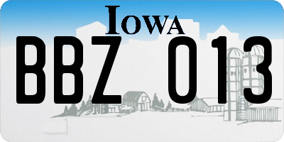IA license plate BBZ013