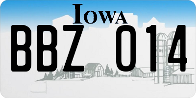 IA license plate BBZ014