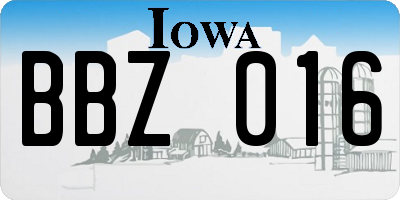 IA license plate BBZ016