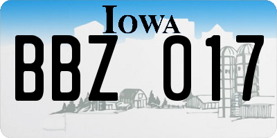 IA license plate BBZ017