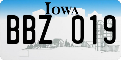 IA license plate BBZ019