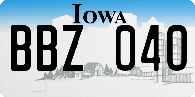 IA license plate BBZ040