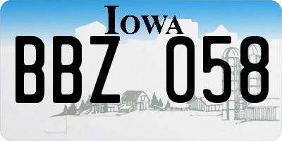 IA license plate BBZ058