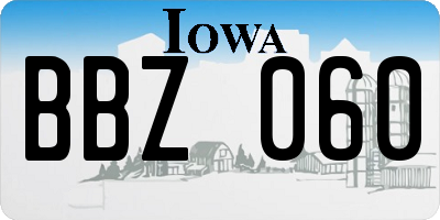 IA license plate BBZ060