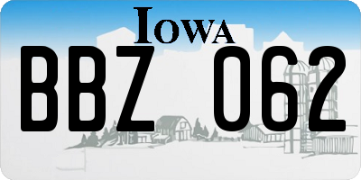 IA license plate BBZ062