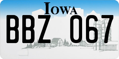IA license plate BBZ067