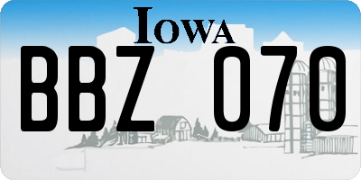 IA license plate BBZ070