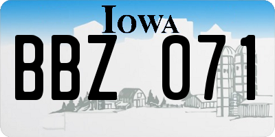 IA license plate BBZ071