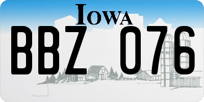 IA license plate BBZ076