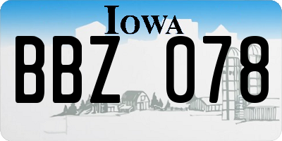 IA license plate BBZ078