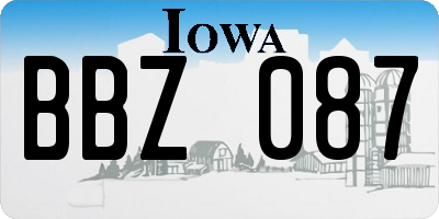 IA license plate BBZ087