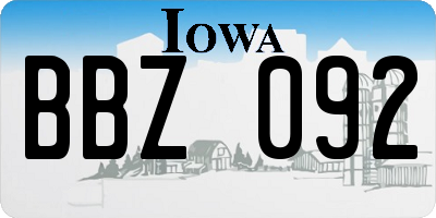IA license plate BBZ092