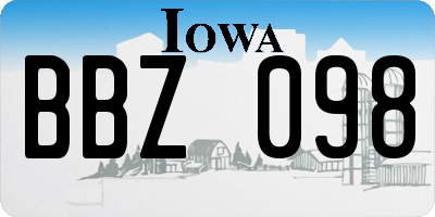 IA license plate BBZ098
