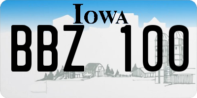 IA license plate BBZ100