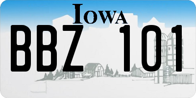 IA license plate BBZ101