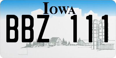 IA license plate BBZ111