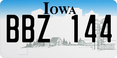 IA license plate BBZ144
