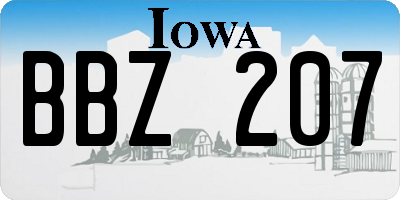 IA license plate BBZ207