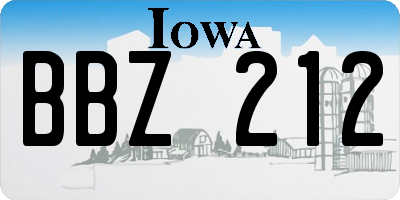 IA license plate BBZ212