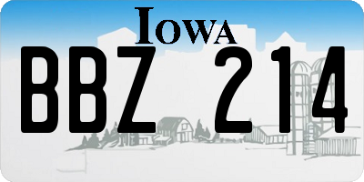 IA license plate BBZ214