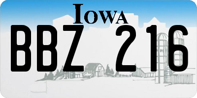 IA license plate BBZ216