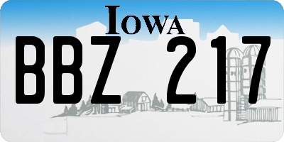 IA license plate BBZ217