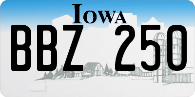 IA license plate BBZ250