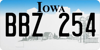 IA license plate BBZ254