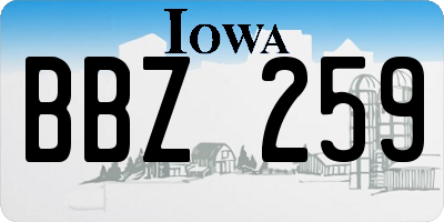IA license plate BBZ259