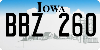 IA license plate BBZ260